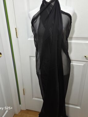 Sheer Black Swim Coverup Sarong - Lightweight Beach Wrap 60"x54"